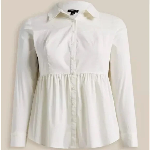 TORRID WHITE POPLIN BUTTON FRONT W/CORSET SIZE 3X NWT - Picture 4 of 5